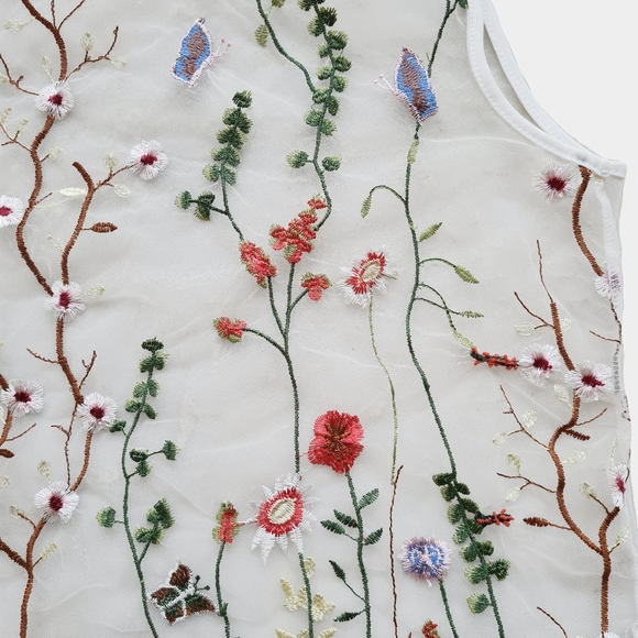 Size- XS-S, embroidered sleeveless net top - Picture 5 of 5